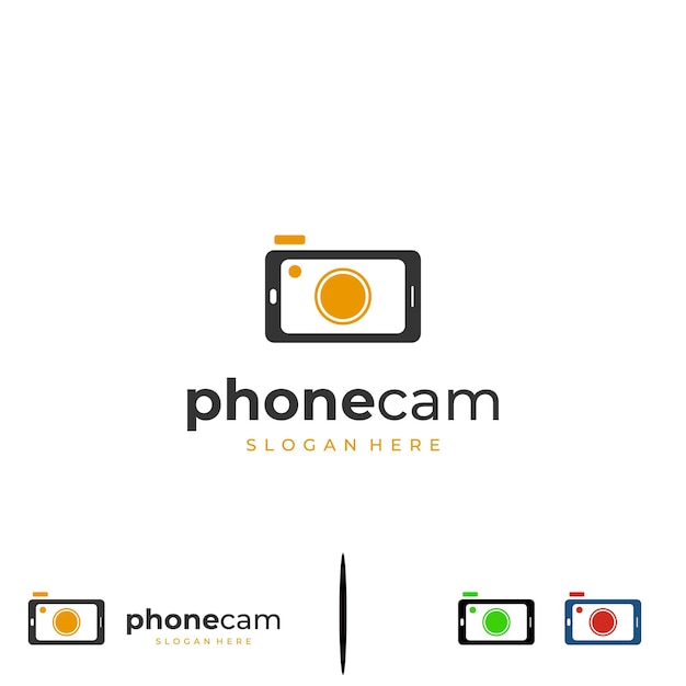 Telefoon camera logo ontwerp grafisch element camera logo icoon camera lens combineren met telefoon logo