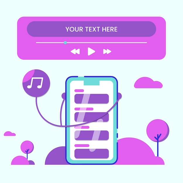 Vector telefoon en muziek in de parkillustratie