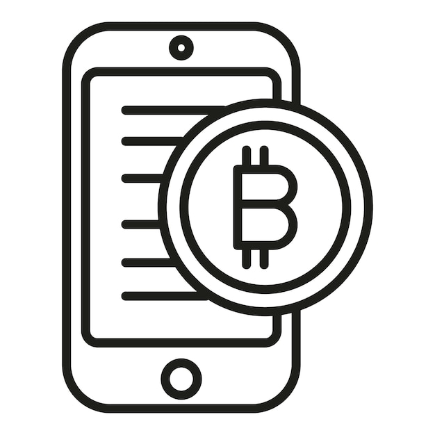 Telefoon Financiën pictogram overzicht vector Crypto bitcoin financiële betaling