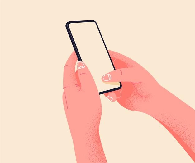 Telefoon in twee handen houden Leeg scherm telefoon mockup Bewerkbare smartphone sjabloon op geïsoleerd