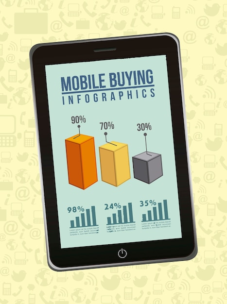 Telefoon met infographics mobiel kopen vectorillustratie