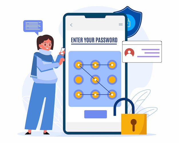Telefoonpatroonvergrendeling voor meer veiligheid, beveiligde gegevens via wachtwoord, gebruikersautorisatie, inlogbeveiliging