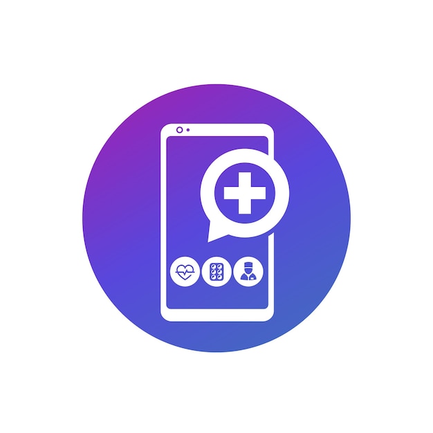 Telegeneeskunde online medisch consult app vector icoon