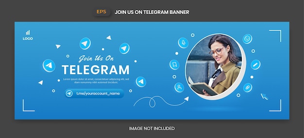 Vector telegram banner with 3d vector icon for business page promotion and social media post