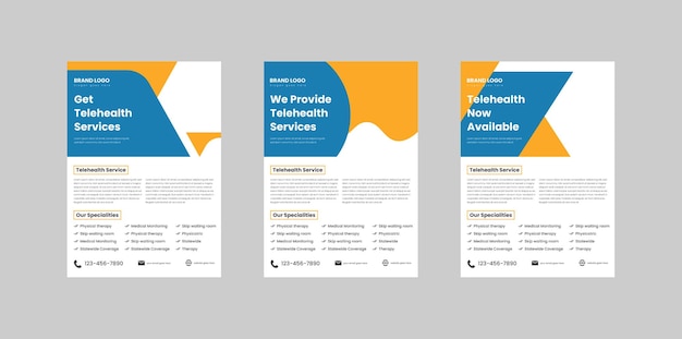 Telehealth service vector flyer design