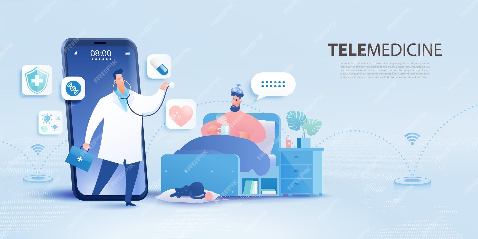 Premium Vector  Telemedicine concept banner with patient visiting