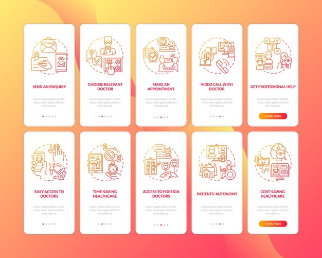 Telemedicine onboarding mobiele app-pagina