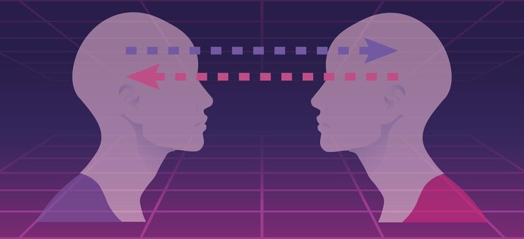Vector telepaty illustration retrowave background vector