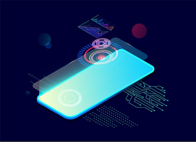 Vector telephone abstract illustration of lowpoly frame vector technologies