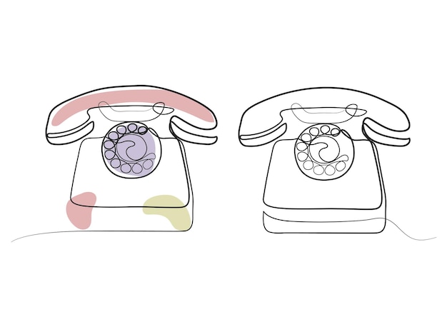 The telephone continues line art drawing vector artwork