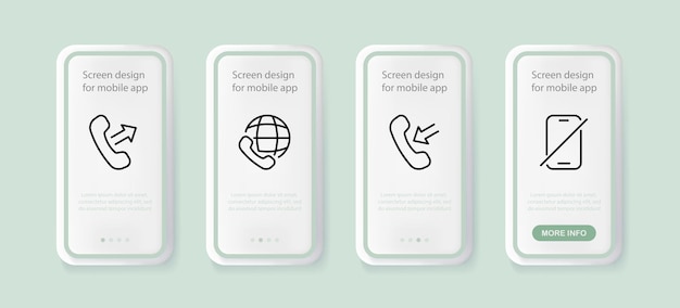 Telephone set icon landline arrow outgoing incoming call planet internet worldwide strikethrough communication concept ui phone app screens vector line icon for business and advertising