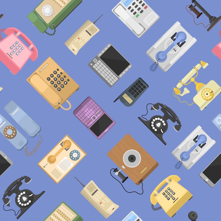 Vector telephones  icons sealess pattern isolated