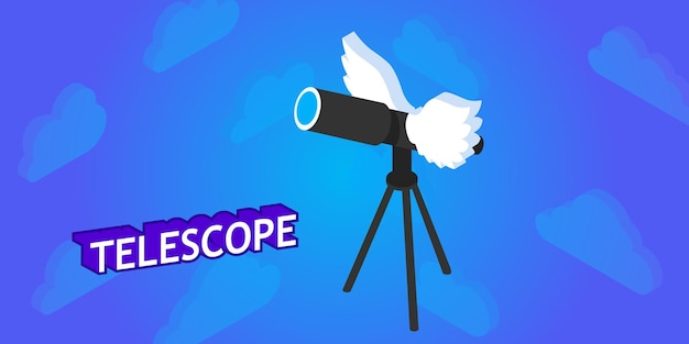 Telescoop isometrisch ontwerp pictogram Vector web illustratie 3d kleurrijke concept