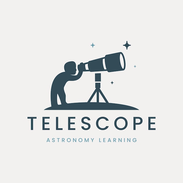 Telescoop logo vector vintage met student illustratie sjabloon ontwerp astronomie leren icoon