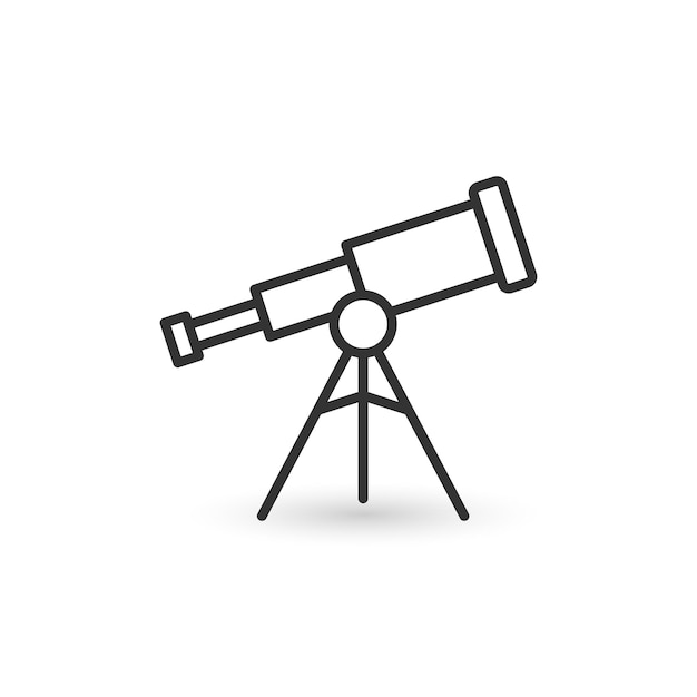 Икона телескопа в плоском стиле Космос обнаруживает векторную иллюстрацию на изолированном фоне Астрономия знак бизнес-концепция