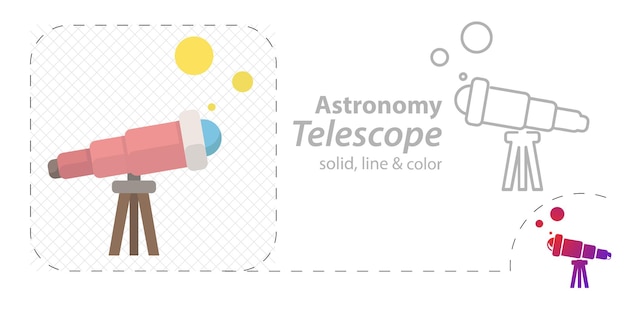 Telescope isolated flat illustration telescope line icon