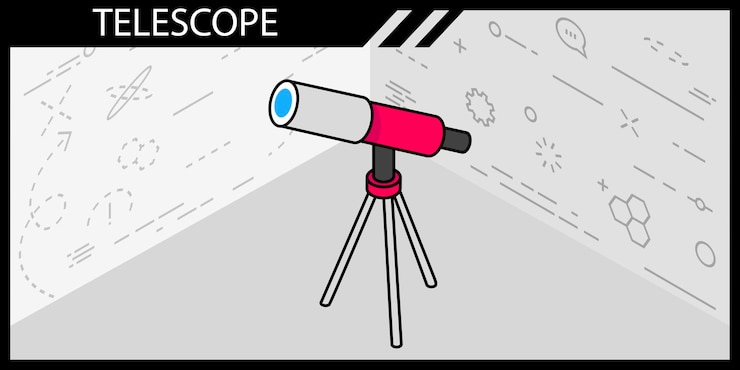 Vector telescope isometric design icon vector web illustration 3d colorful concept