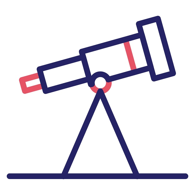 연구 및 과학 아이콘 세트의 망원경 터 아이콘 일러스트레이션