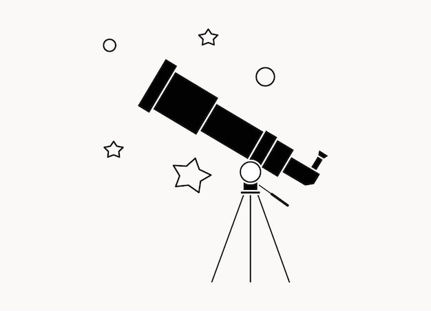 Векторная иллюстрация телескопа в ручном стиле, выделенная на бумажном фоне
