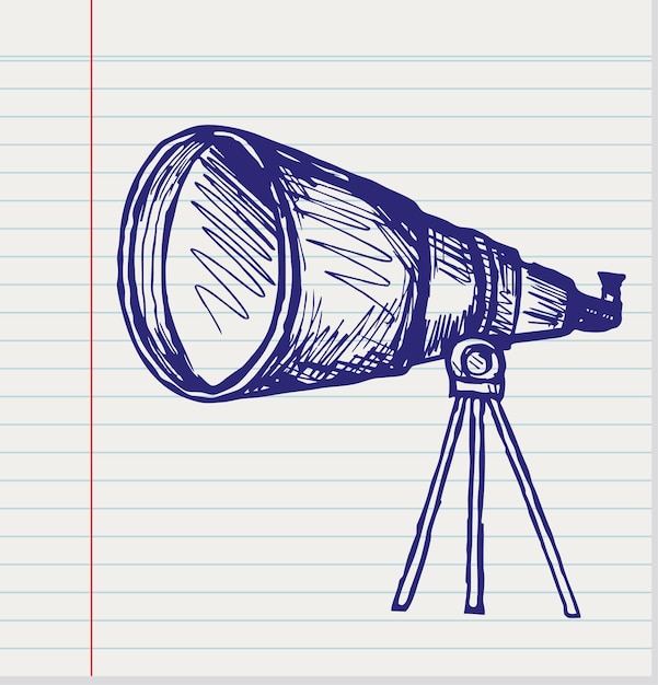 Telescope vector illustration in handdrawn style isolated on paper background