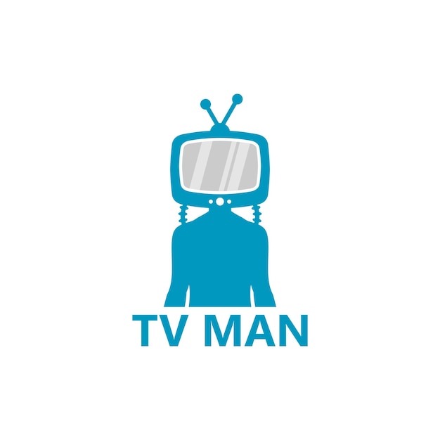 Television man logo template design vector, emblem, design concept, creative symbol, icon