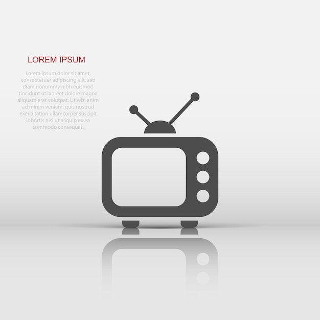 Television monitor in flat style Tv screen illustration on white isolated background Tv show concept
