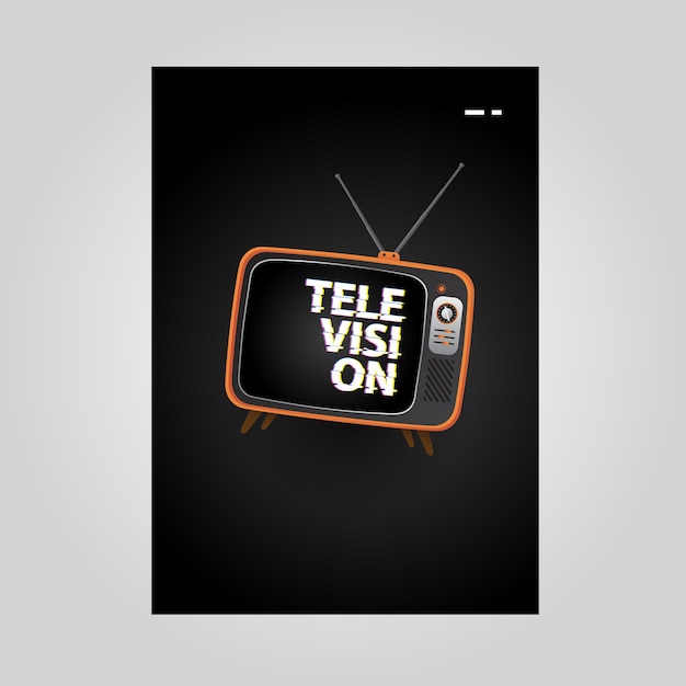 Vettore sfondo di poster televisivi con illustrazione tv e testo glitch