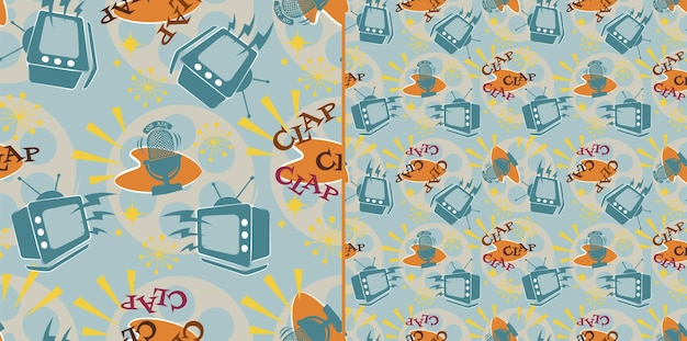 Vector television seamless pattern illustration with cartoon style design 2