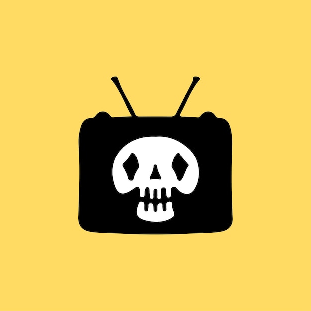 Television skull, illustration for t-shirt, street wear, sticker, or apparel.