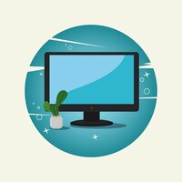 television with a small cactus vector illustration