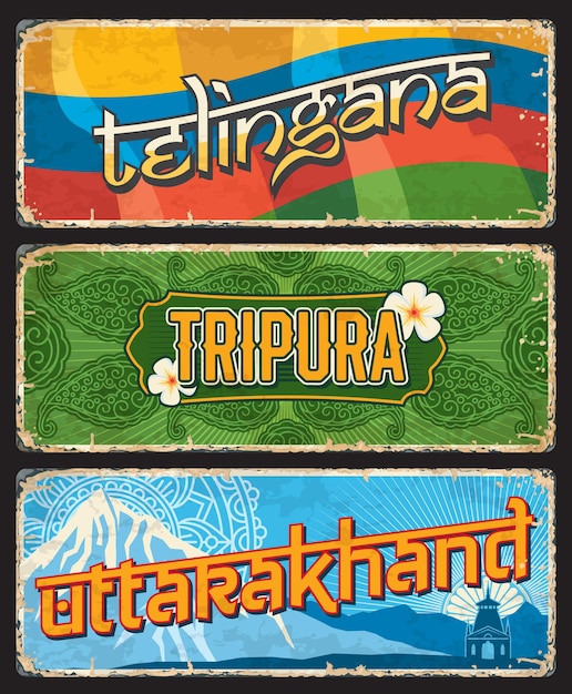 Telingana Tripura 및 Uttarakhand 인디언 주