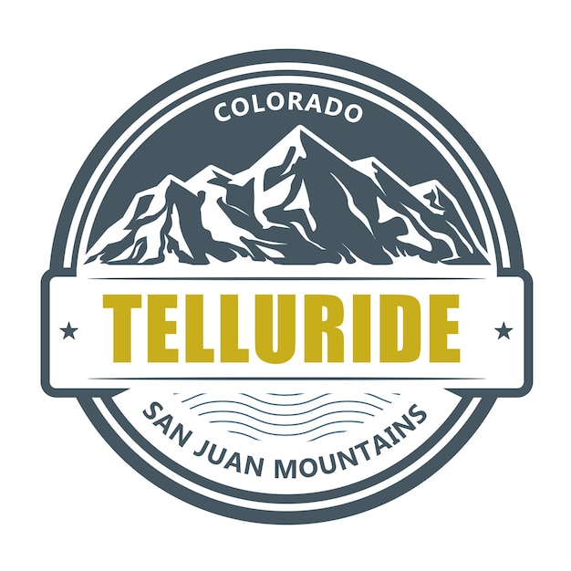 Эмблема курорта Telluride Colorado San Juan Mountains с вектором снежных гор