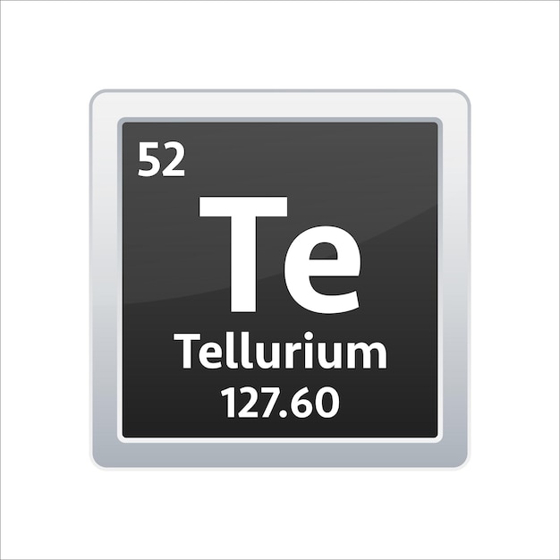 Vector tellurium symbool scheikundig element van het periodiek systeem vector stock illustratie