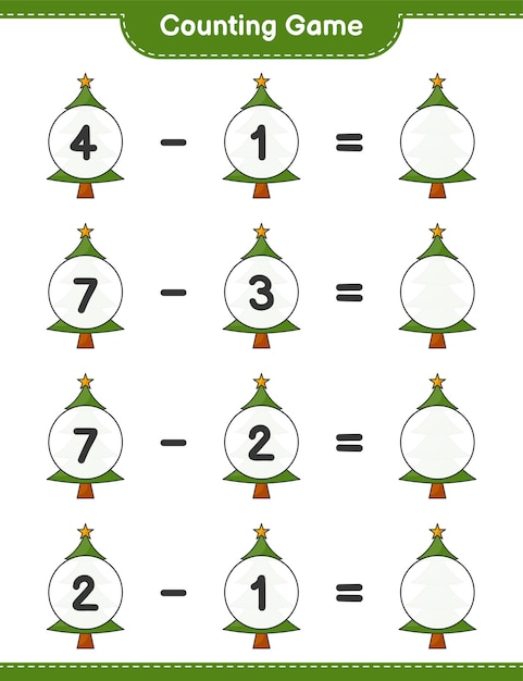 Telspel tel het aantal kerstboom en schrijf het resultaat Educatief kinderspel