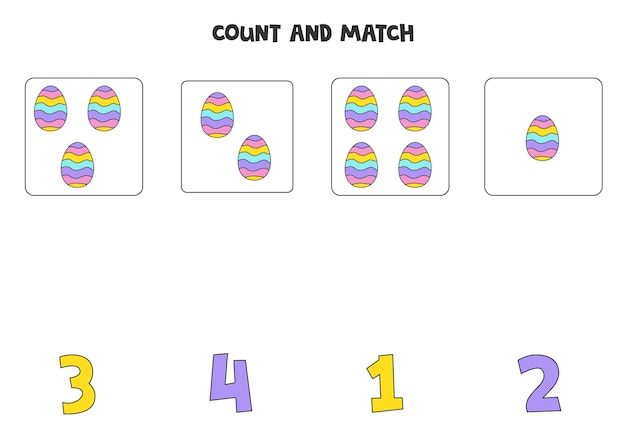 Telspel voor kinderen tel alle paaseieren en match met nummers werkblad voor kinderen