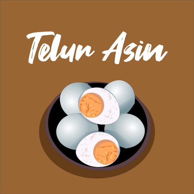 Telur asin or salted egg detail illustration