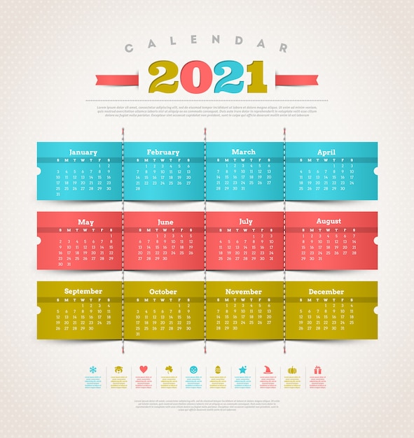 Temlate design calendar for 2021 year.