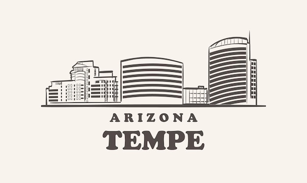 Tempe skyline, arizona hand getrokken schets stad