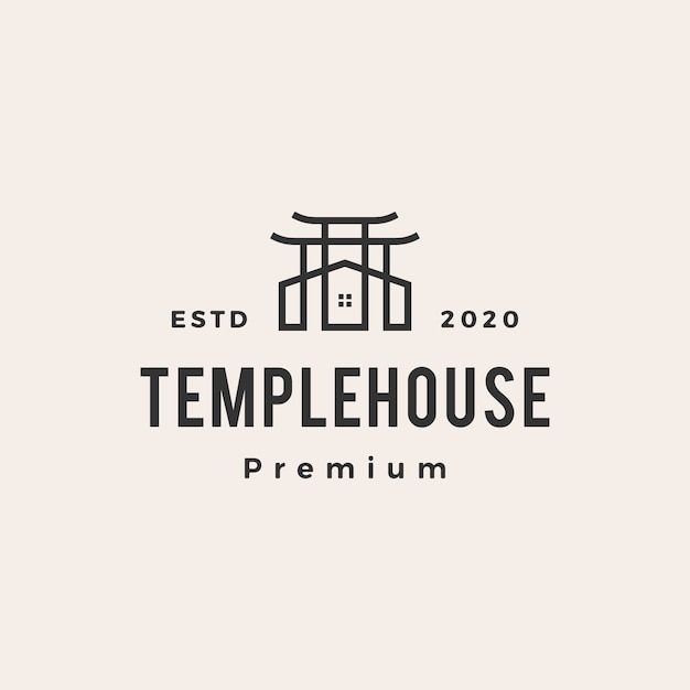 Tempel huis vintage logo pictogram illustratie