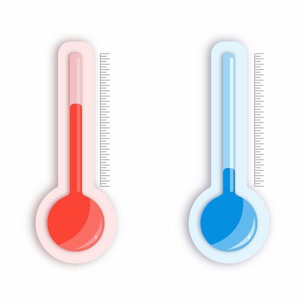 Temperature thermometers in a flat style with a shadow