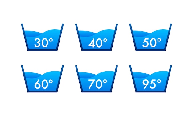 Vettore temperatura dell'acqua icona di lavaggio della temperatura con termometro