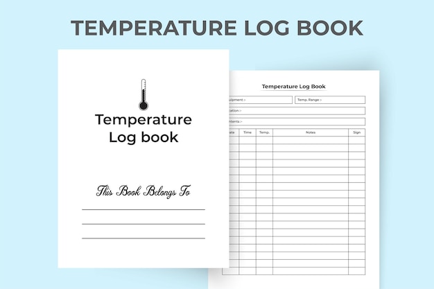 Temperatuur tracker KDP interieur notebook Patiënt gezondheidsinformatie en koorts temperatuur checker sjabloon KDP interieur logboek Medische informatie recorder en lichaamstemperatuur notebook