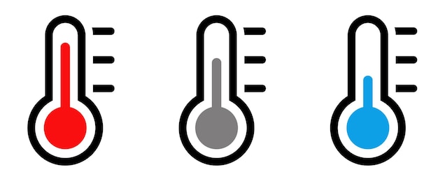 Vector temperatuurpictogram ingesteld thermometer met het temperatuursymbool weersignaal icon van de temperatuurschaal warm- en koudpictogram voorraadvector