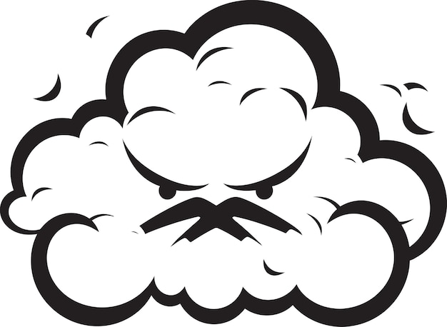 Tempest fumes vector black logo cloud stormy wrath angry cartoon cloud icon