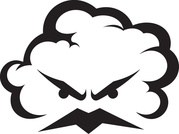 Vector tempest rage angry vector cloud emblem furious squall black cartoon cloud character