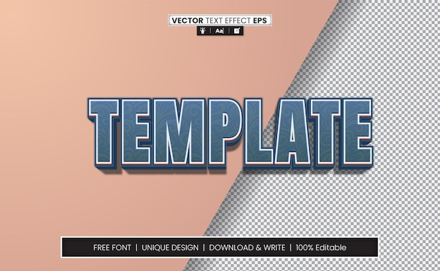 Vector template 3d text effect fully editable