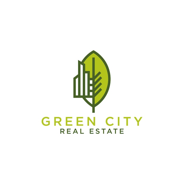 Template abstract green city building logo design concept