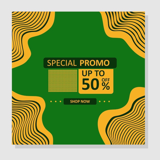 Vector template for ad special promotion in green and yellow color