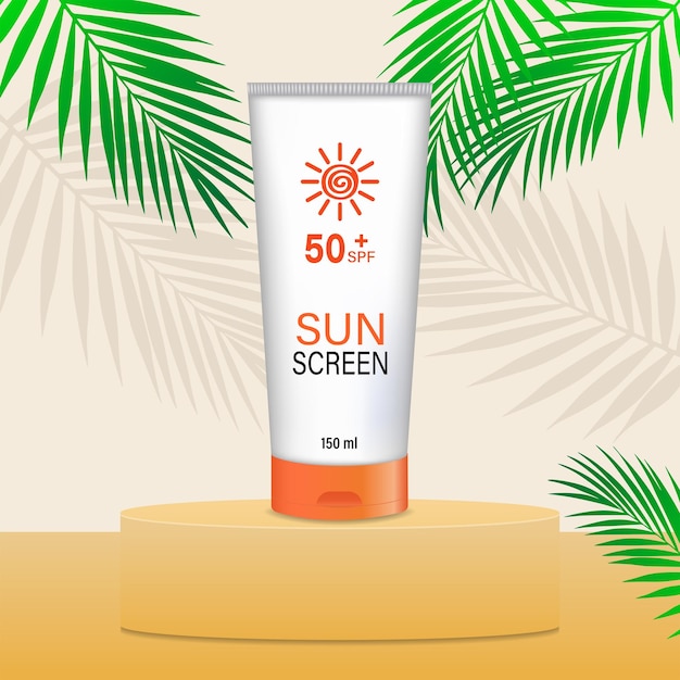 A template for an advertising poster with sunscreen