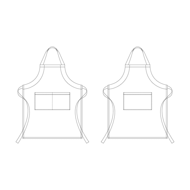 Modello di grembiule illustrazione vettoriale design piatto contorno collezione di abbigliamento